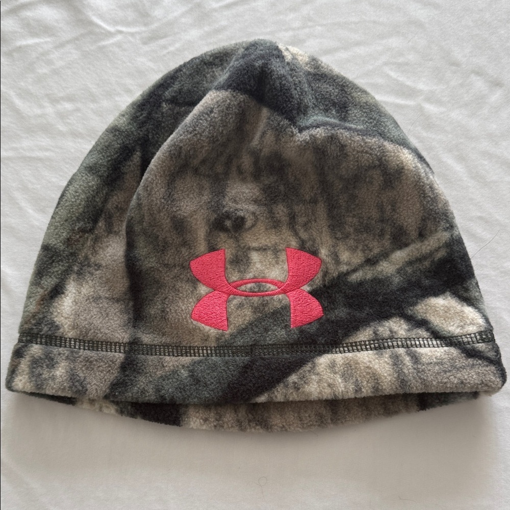 Under Armour Pink Logo Camo Beanie